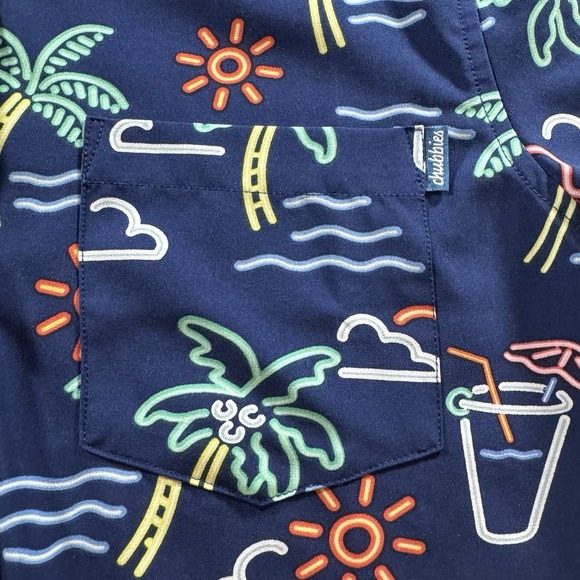 Chubbies Shirt M Navy Blue Button Down The Neon Lights Friday Performance Frat - Picture 3 of 7